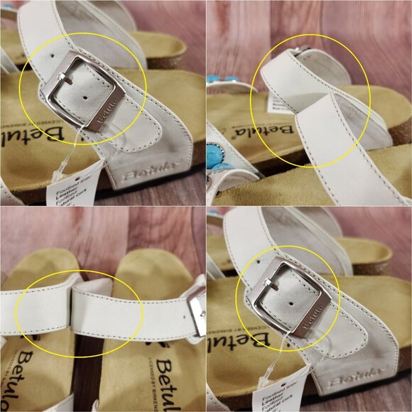 *READ* Birkenstock Betula Womens Size 10 White Turquoise Stones Sandals Rare - Picture 2 of 15
